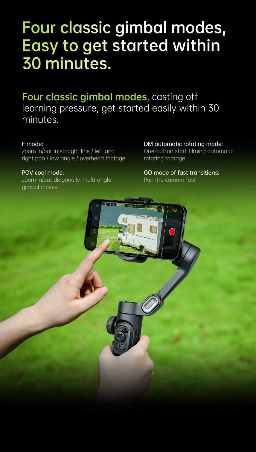 3 - Axis Gimbal Stabilizer for Smartphone (Foldable Handheld Phone Stabilizer For Filming) - Gadgetroo