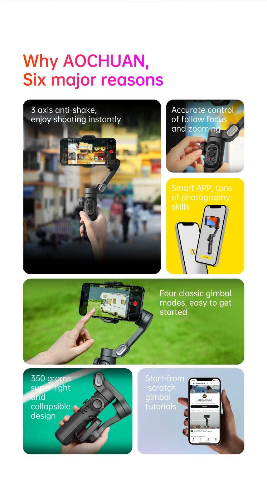 3 - Axis Gimbal Stabilizer for Smartphone (Foldable Handheld Phone Stabilizer For Filming) - Gadgetroo