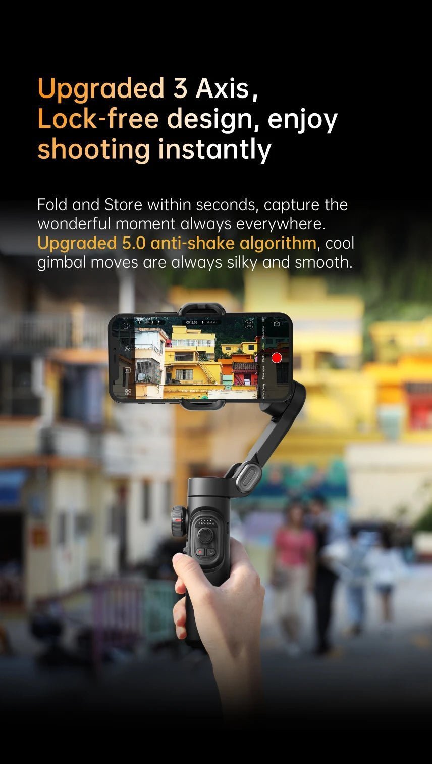 3 - Axis Gimbal Stabilizer for Smartphone (Foldable Handheld Phone Stabilizer For Filming) - Gadgetroo