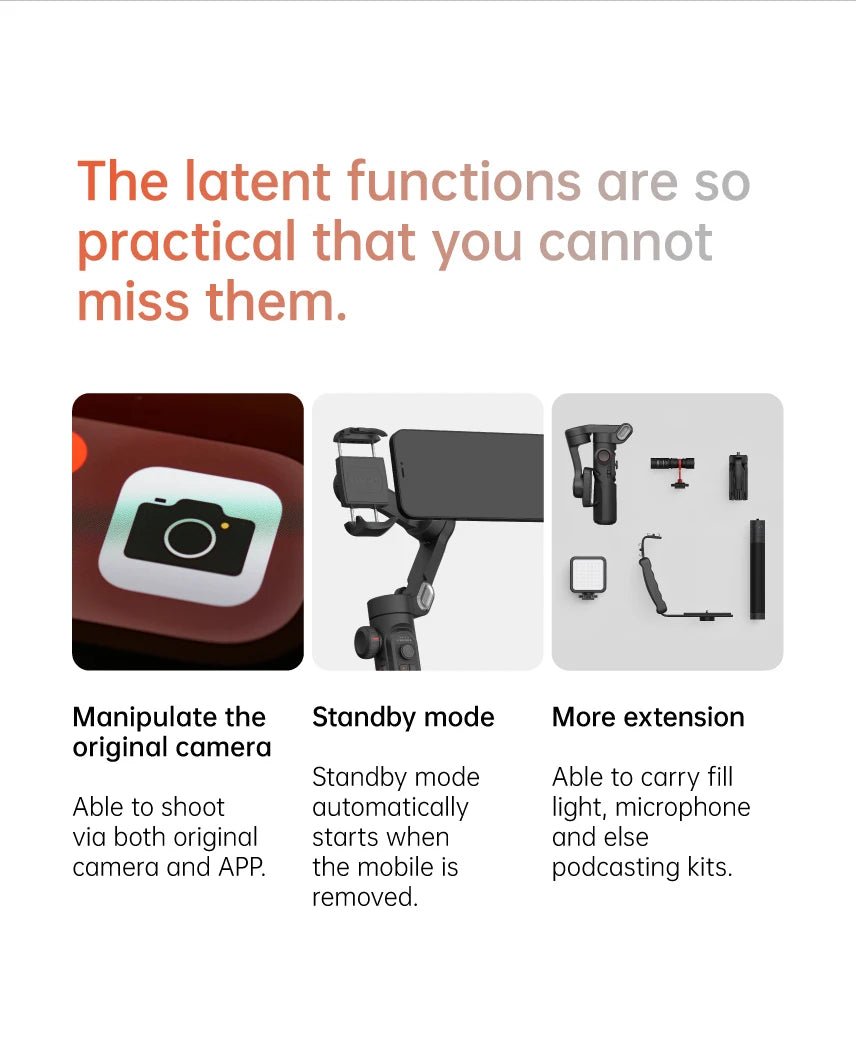 3 - Axis Gimbal Stabilizer for Smartphone (Foldable Handheld Phone Stabilizer For Filming) - Gadgetroo