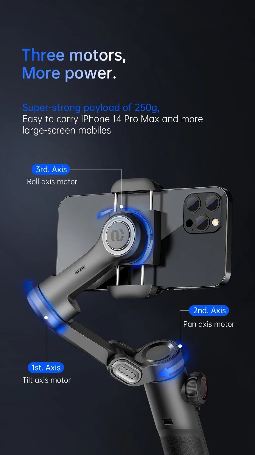 3 - Axis Gimbal Stabilizer for Smartphone (Foldable Handheld Phone Stabilizer For Filming) - Gadgetroo
