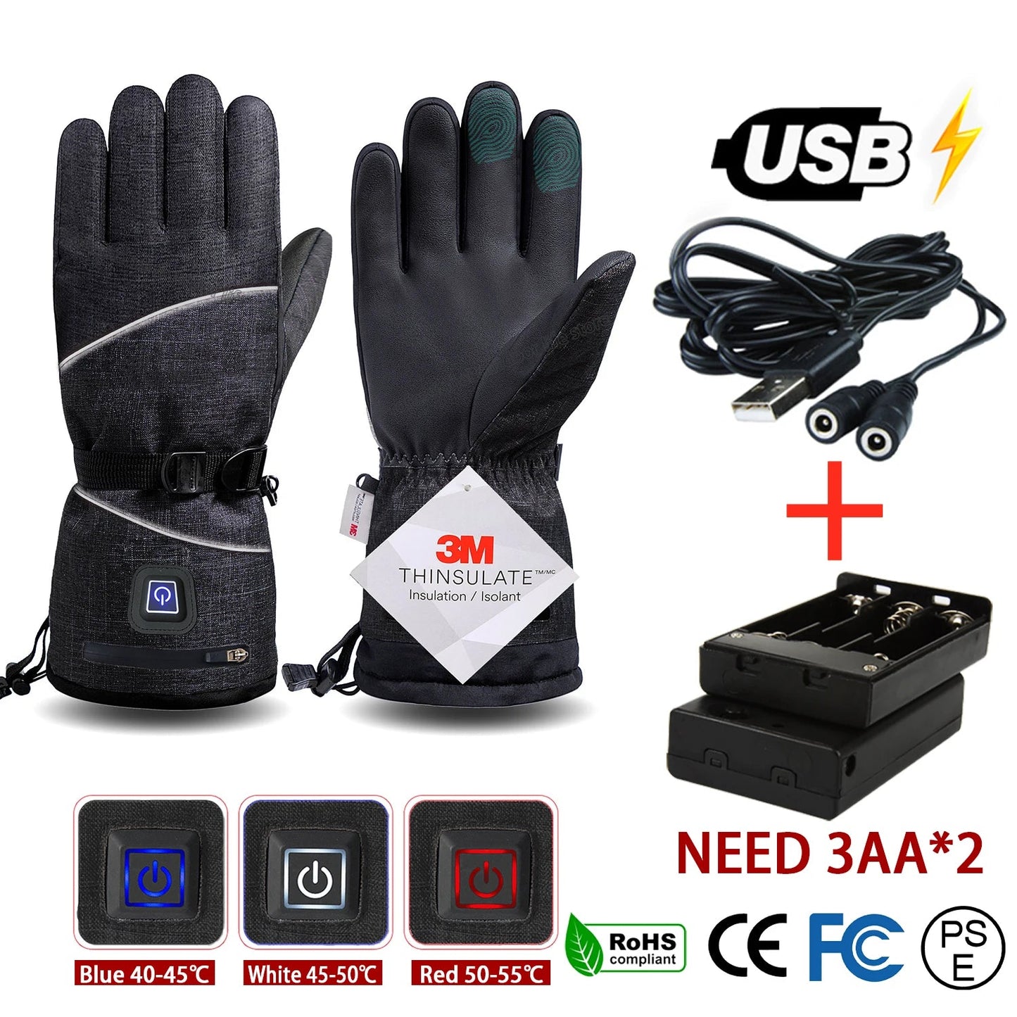 3M Cotton Heating Hand Warmer Electric Thermal Gloves - Gadgetroo