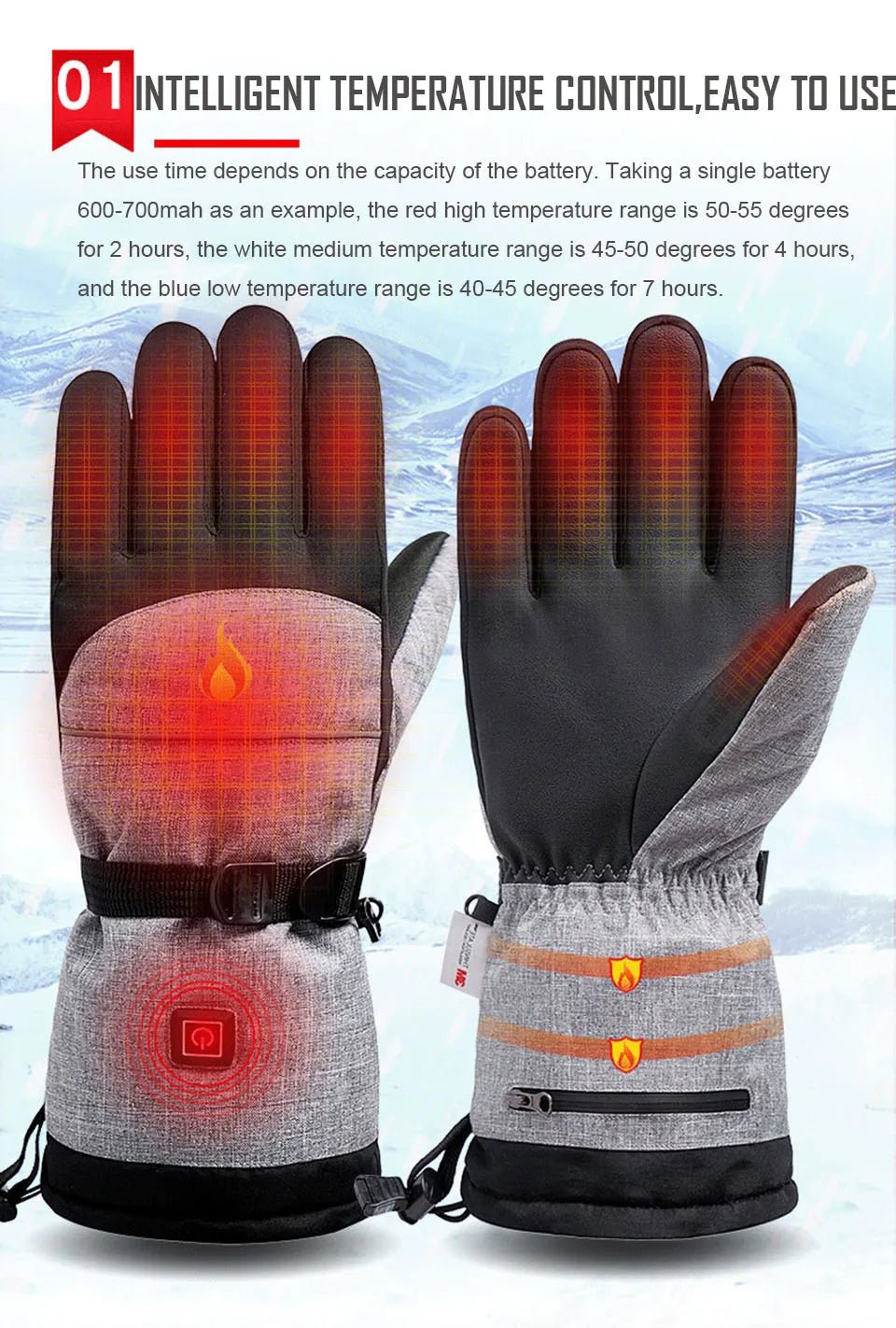 3M Cotton Heating Hand Warmer Electric Thermal Gloves - Gadgetroo