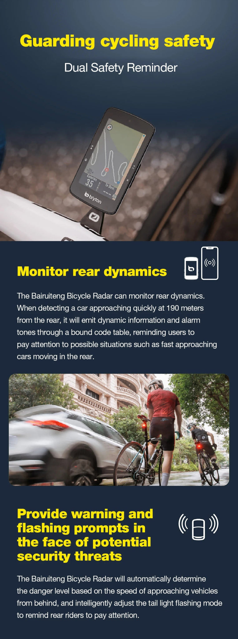 Bryton Gardia R300 - Smart Bicycle Rear Radar LED Light - Gadgetroo