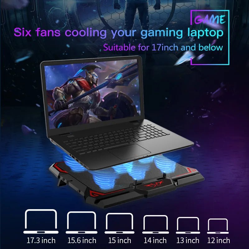 COOLCOLD 17inch Gaming Laptop Cooler (6 Fan) - Gadgetroo
