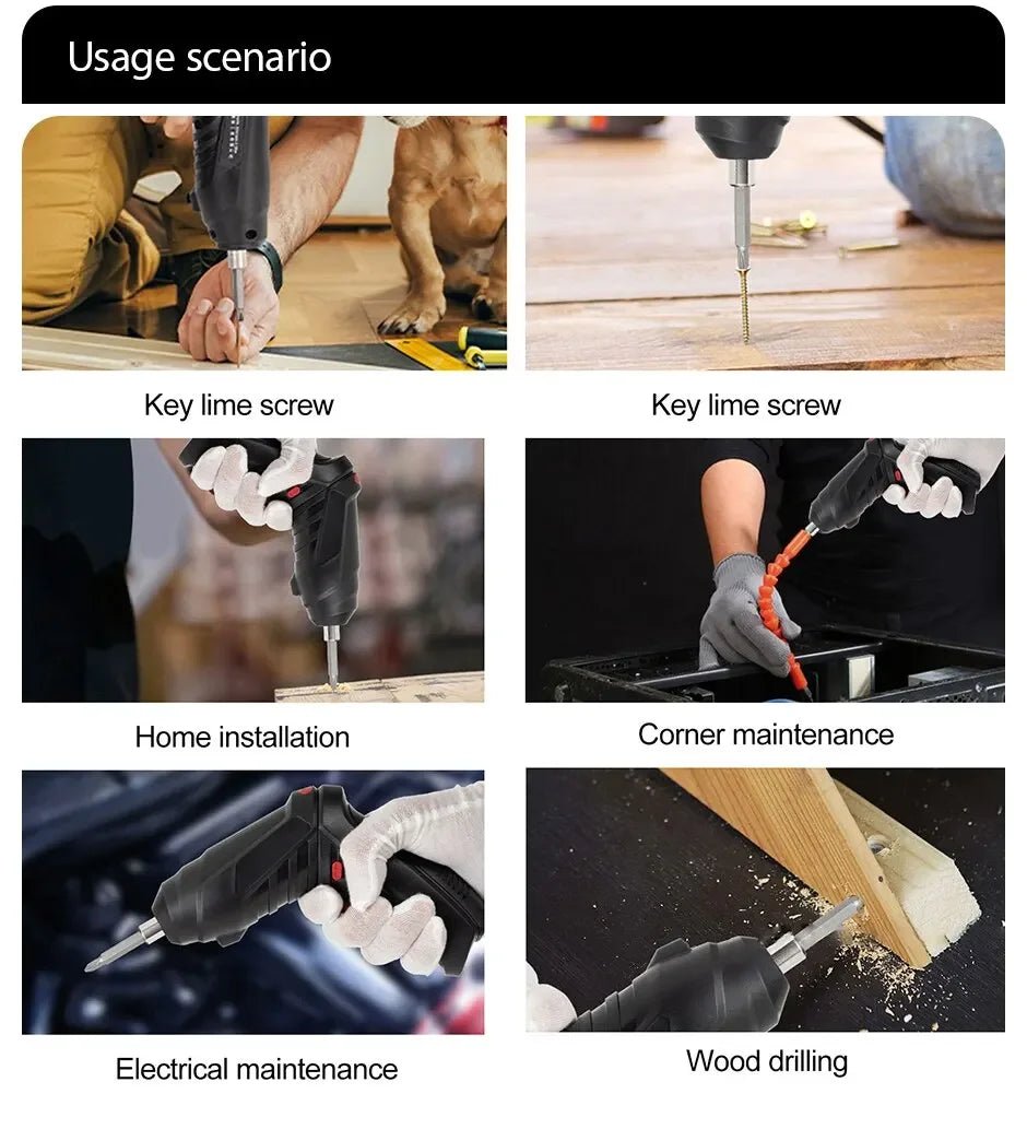 Cordless Electric Screwdriver/Drill - USB Rechargeable (With 3mm Twist Drill/Screw Drives) - Gadgetroo