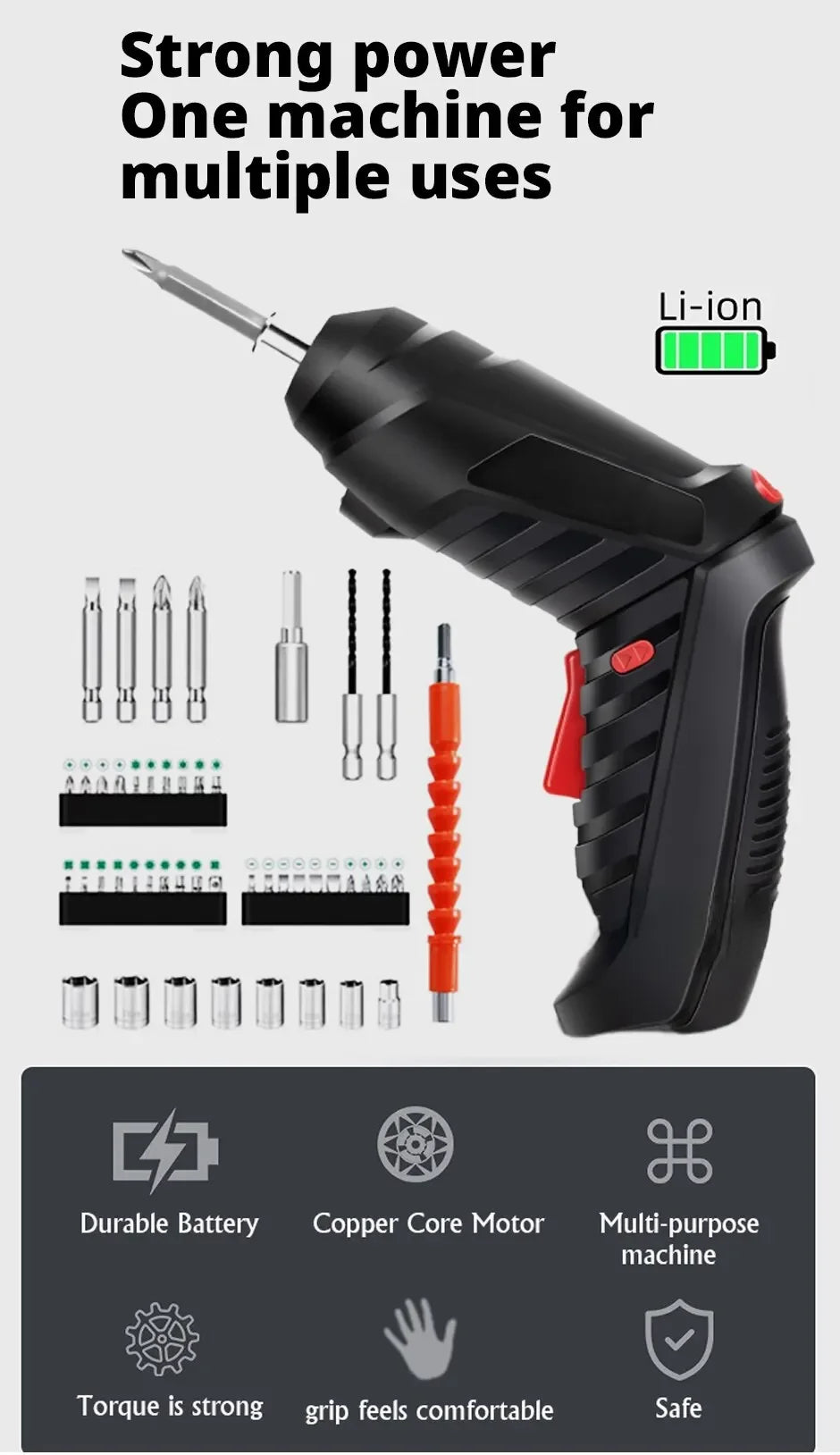 Cordless Electric Screwdriver/Drill - USB Rechargeable (With 3mm Twist Drill/Screw Drives) - Gadgetroo