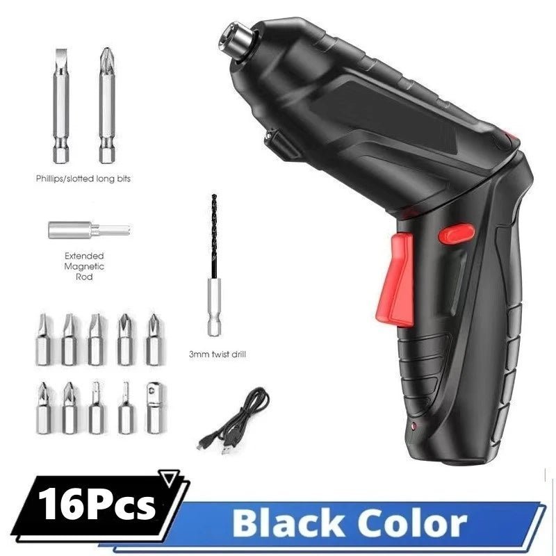 Cordless Electric Screwdriver/Drill - USB Rechargeable (With 3mm Twist Drill/Screw Drives) - Gadgetroo