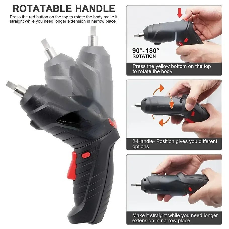 Cordless Electric Screwdriver/Drill - USB Rechargeable (With 3mm Twist Drill/Screw Drives) - Gadgetroo
