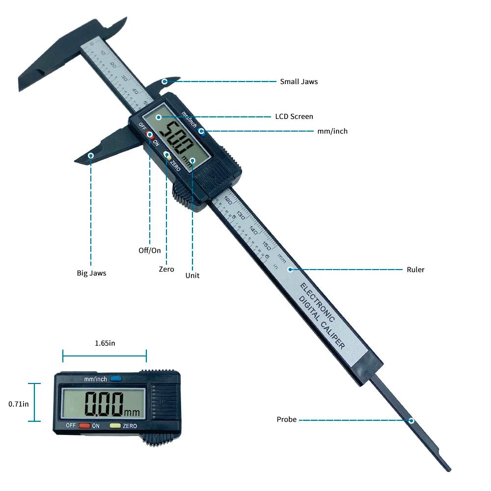 Digital Caliper/Gauge - 100mm/150mm Maximum Length (Battery Powered) - Gadgetroo