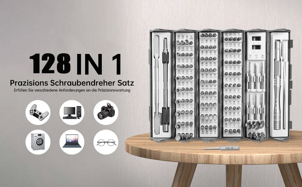 Manual Screwdriver Set - 128 Screw Heads With Magnetic Tips - Gadgetroo