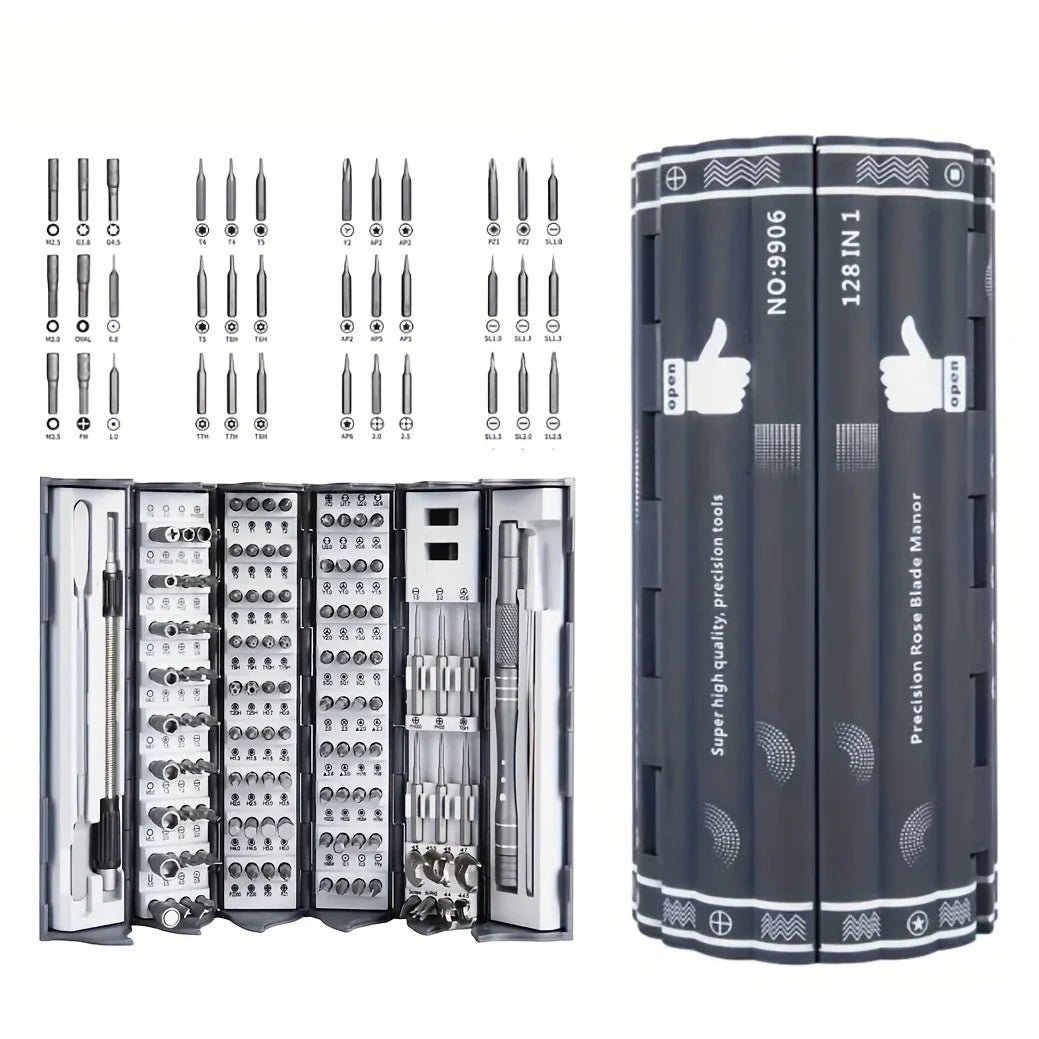 Manual Screwdriver Set - 128 Screw Heads With Magnetic Tips - Gadgetroo