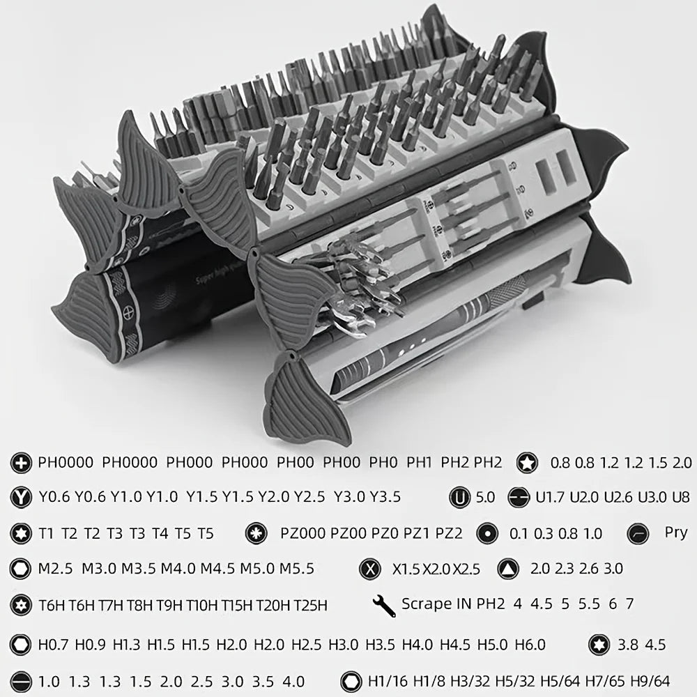 Manual Screwdriver Set - 128 Screw Heads With Magnetic Tips - Gadgetroo