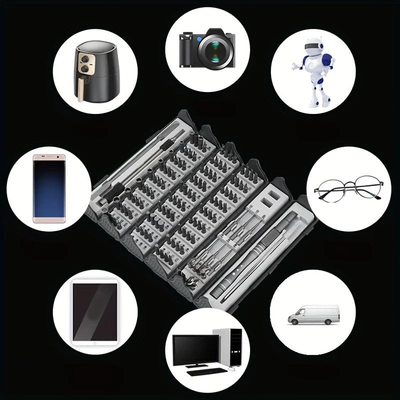 Manual Screwdriver Set - 128 Screw Heads With Magnetic Tips - Gadgetroo