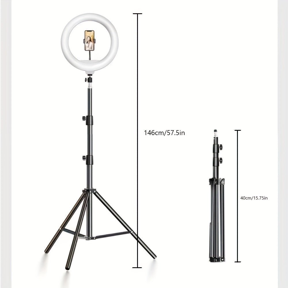 Phone Selfie - Tripod Stand With Plug - in LED Circle Light (146cm Length) - Gadgetroo