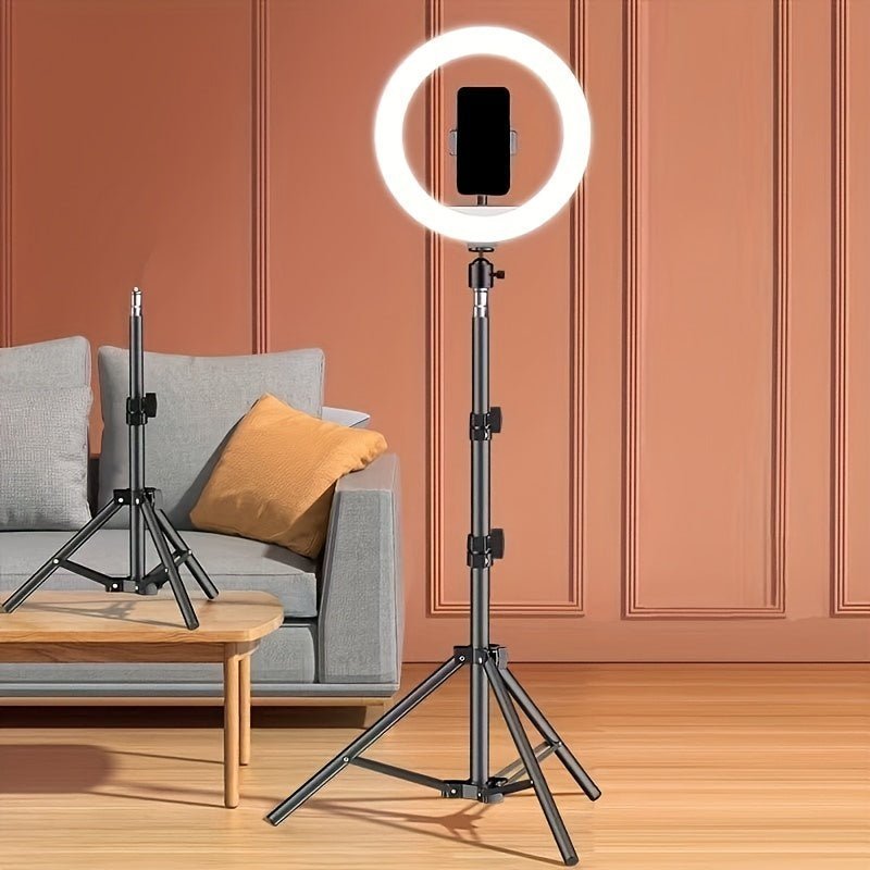Phone Selfie - Tripod Stand With Plug - in LED Circle Light (146cm Length) - Gadgetroo