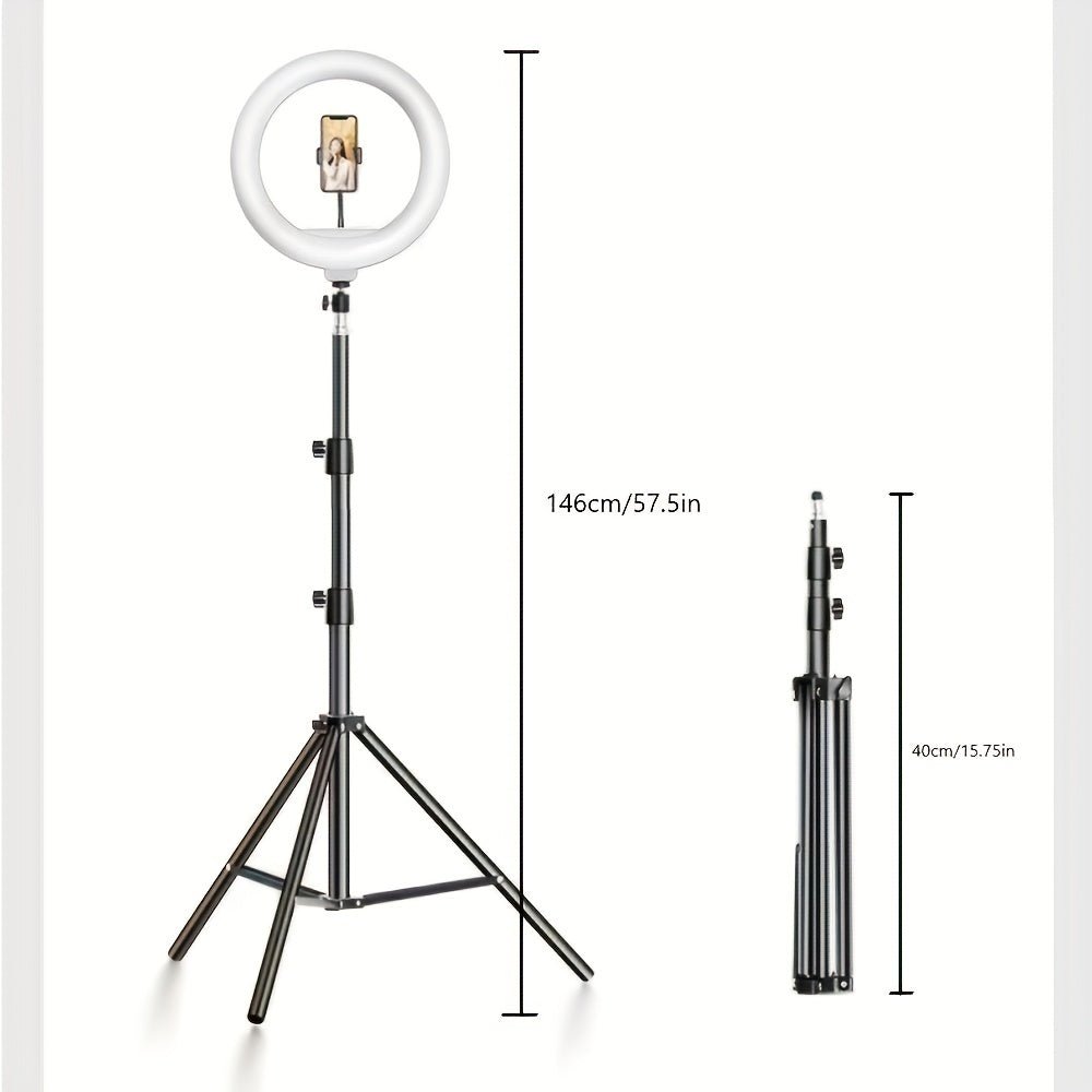 Phone Selfie - Tripod Stand With Plug - in LED Circle Light (146cm Length) - Gadgetroo