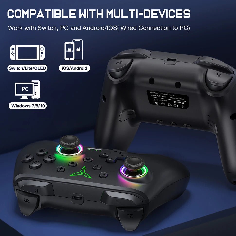 RGB Gamepad Controller for Nintendo Switch/Switch OLED/Switch Lite/PC/Mobile (Multi - Function Dual Joysticks) - Gadgetroo