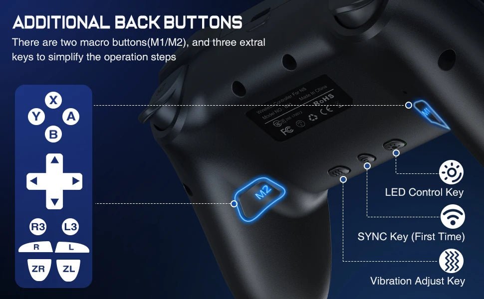RGB Gamepad Controller for Nintendo Switch/Switch OLED/Switch Lite/PC/Mobile (Multi - Function Dual Joysticks) - Gadgetroo