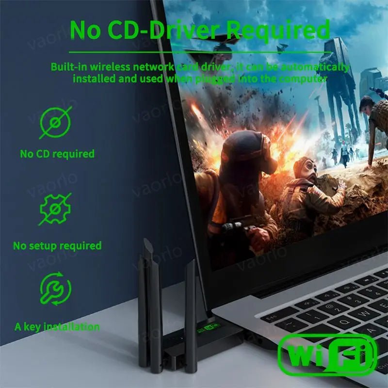 WiFi USB Adapter (2.4Gh/5Ghz) - Connect Your Laptop/PC To WiFi - Gadgetroo