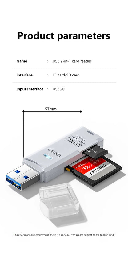 2 - in - 1 USB 3.0 SD/TF Card Reader - Gadgetroo