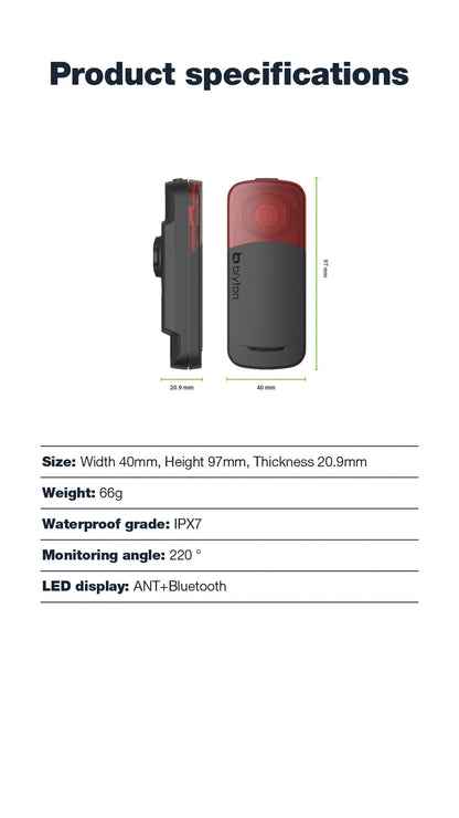 Bryton Gardia R300 - Smart Bicycle Rear Radar LED Light - Gadgetroo