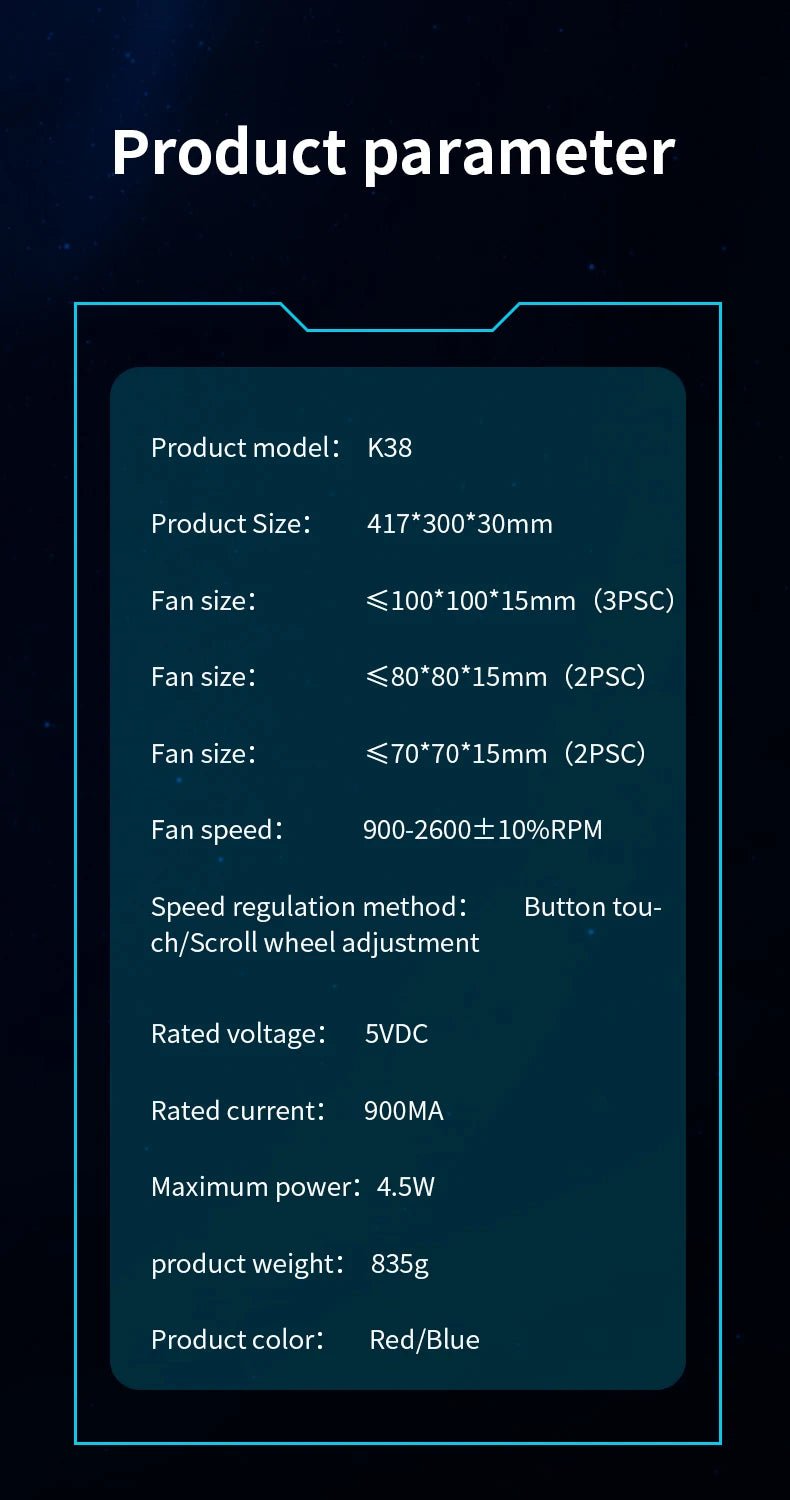 COOLCOLD 17inch Gaming Laptop Cooler (6 Fan) - Gadgetroo