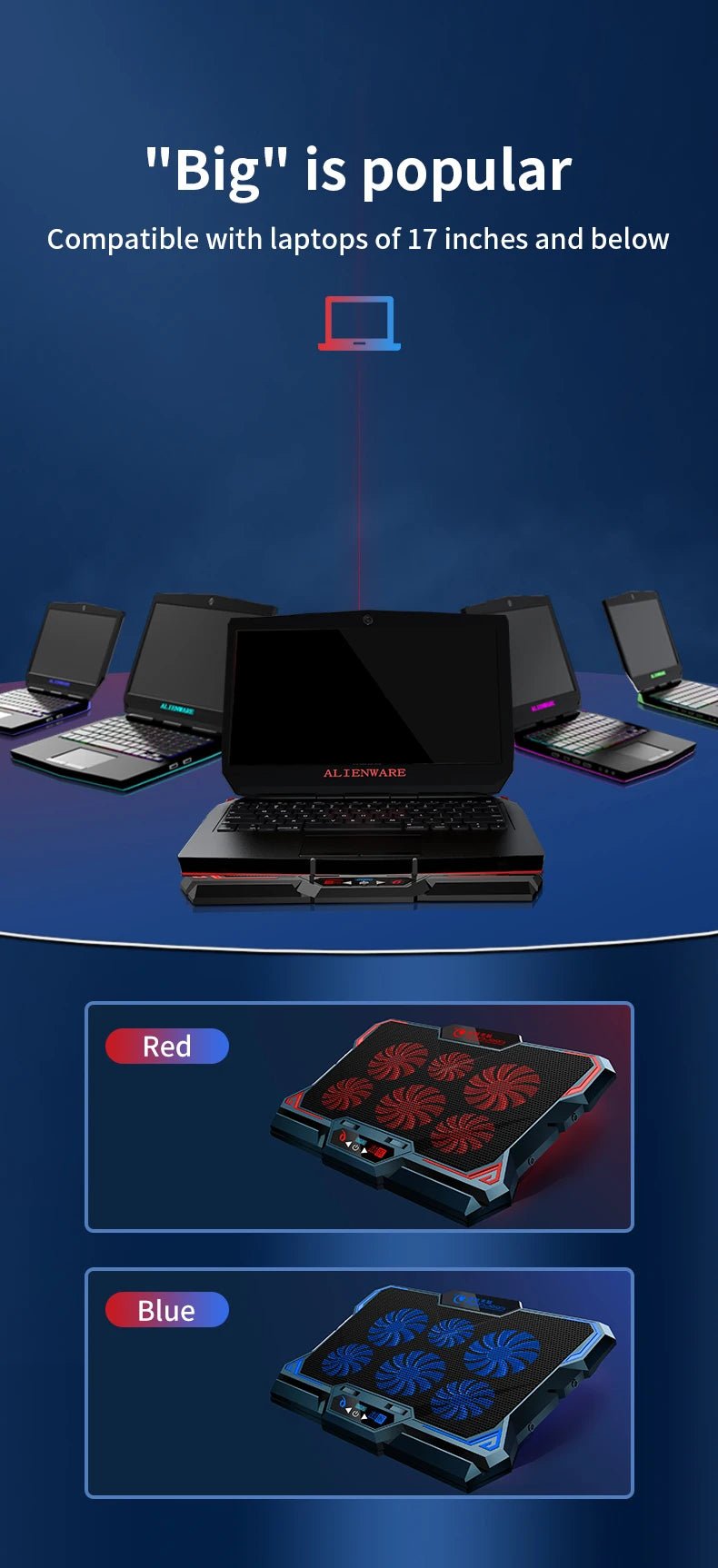 COOLCOLD 17inch Gaming Laptop Cooler (6 Fan) - Gadgetroo