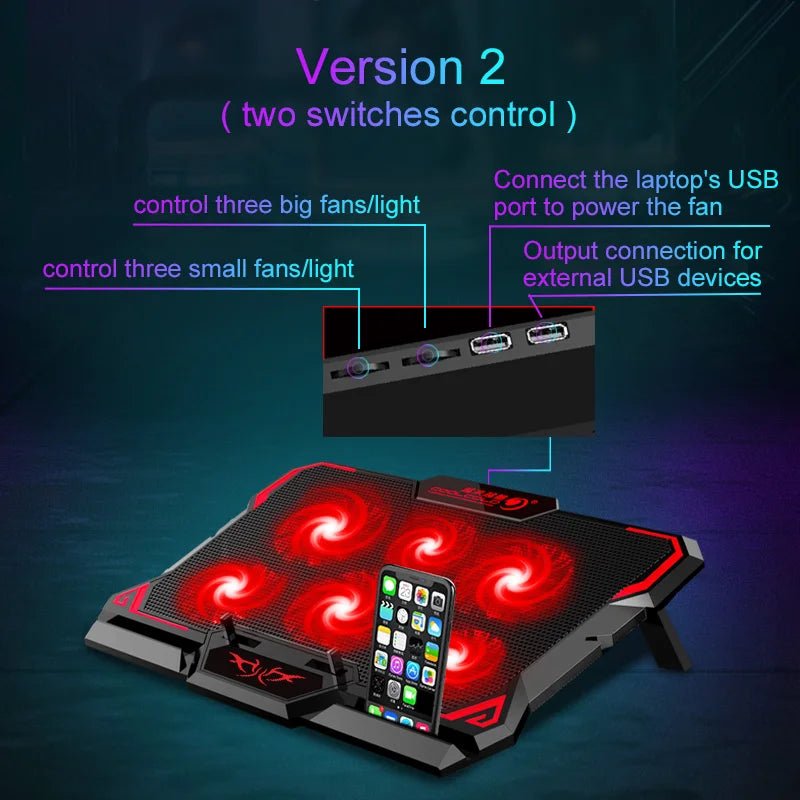 COOLCOLD 17inch Gaming Laptop Cooler (6 Fan) - Gadgetroo