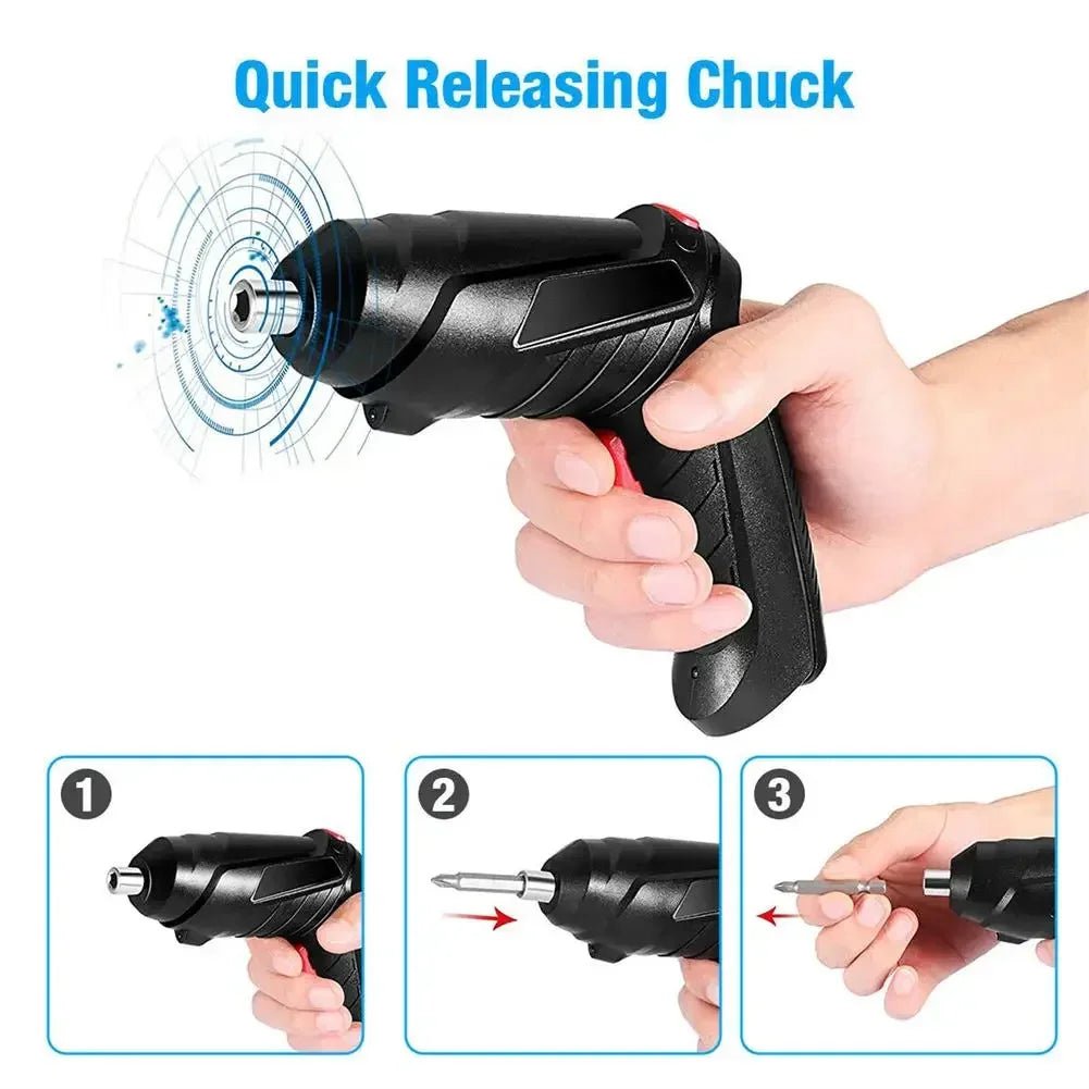 Cordless Electric Screwdriver/Drill - USB Rechargeable (With 3mm Twist Drill/Screw Drives) - Gadgetroo