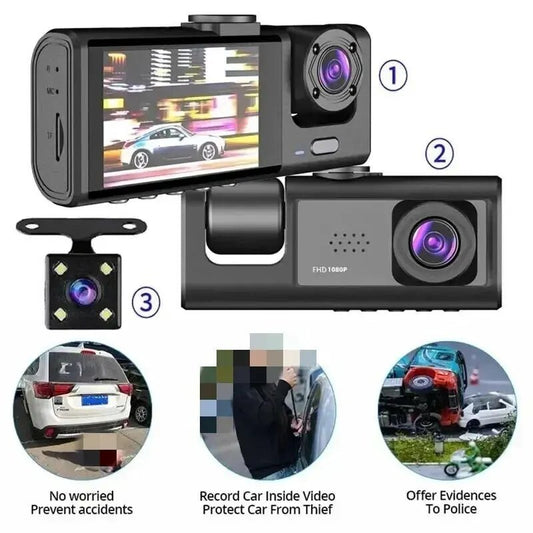 Dash - camera (1080P) with 32GB SD card: Front, Inside and/or rear vehicle recording - Gadgetroo