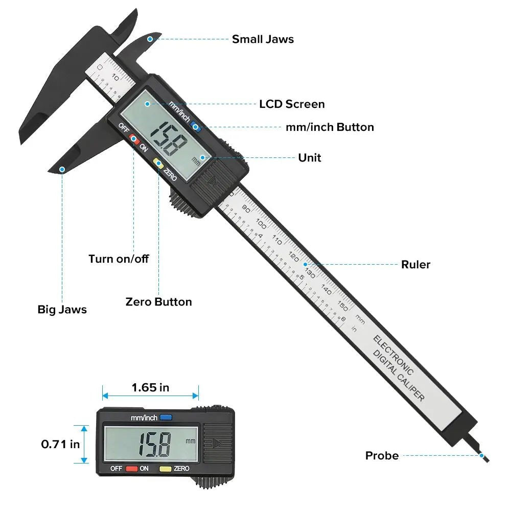 Digital Caliper/Gauge - 100mm/150mm Maximum Length (Battery Powered) - Gadgetroo