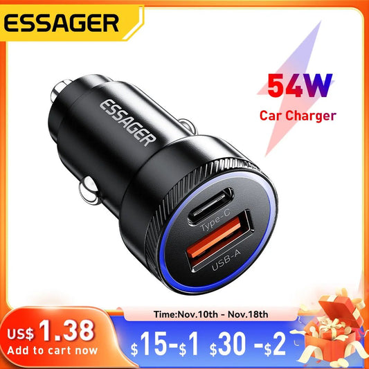 Essager 54W Fast Charging Car Charger - Gadgetroo