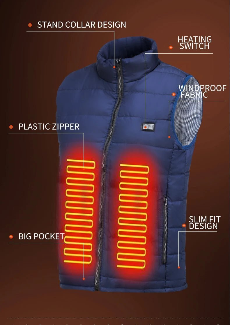 Heated Vest/Jacket/Coat - Graphene (USB Rechargeable) - Gadgetroo