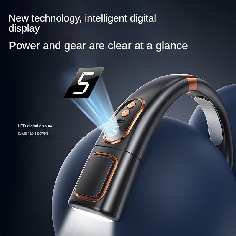 Neck Fan - Portable Fan With Display Screen Rechargeable By USB Cable (5 - Level Cooling) - Gadgetroo