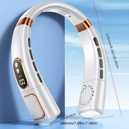 Neck Fan - Portable Fan With Display Screen Rechargeable By USB Cable (5 - Level Cooling) - Gadgetroo