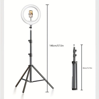 Phone Selfie - Tripod Stand With Plug - in LED Circle Light (146cm Length) - Gadgetroo