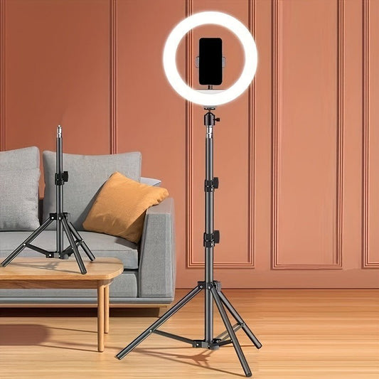 Phone Selfie - Tripod Stand With Plug - in LED Circle Light (146cm Length) - Gadgetroo
