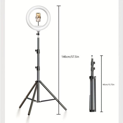 Phone Selfie - Tripod Stand With Plug - in LED Circle Light (146cm Length) - Gadgetroo