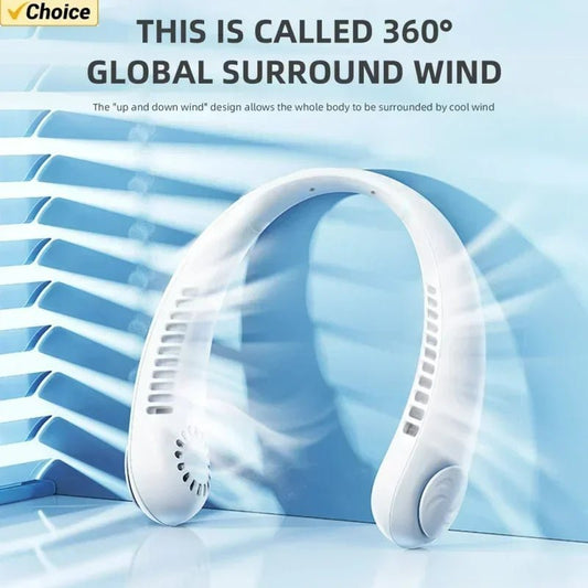 Rechargeable Bladeless Neck Fan - Portable Hands - Free Mini Fan with 3 Speeds - Gadgetroo