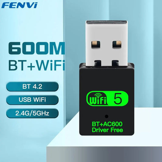 USB WiFi Bluetooth Adapter 2 - in - 1 Dongle (WiFi5 - 600Mbps) - Gadgetroo