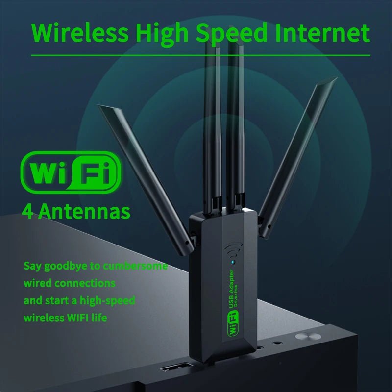 WiFi USB Adapter (2.4Gh/5Ghz) - Connect Your Laptop/PC To WiFi - Gadgetroo