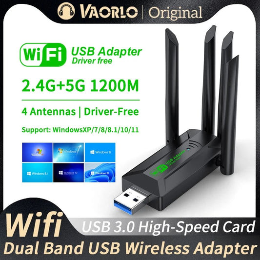 WiFi USB Adapter (2.4Gh/5Ghz) - Connect Your Laptop/PC To WiFi - Gadgetroo