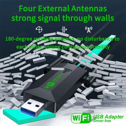 WiFi USB Adapter (2.4Gh/5Ghz) - Connect Your Laptop/PC To WiFi - Gadgetroo