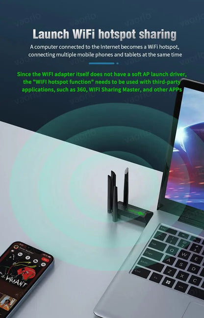 WiFi USB Adapter (2.4Gh/5Ghz) - Connect Your Laptop/PC To WiFi - Gadgetroo