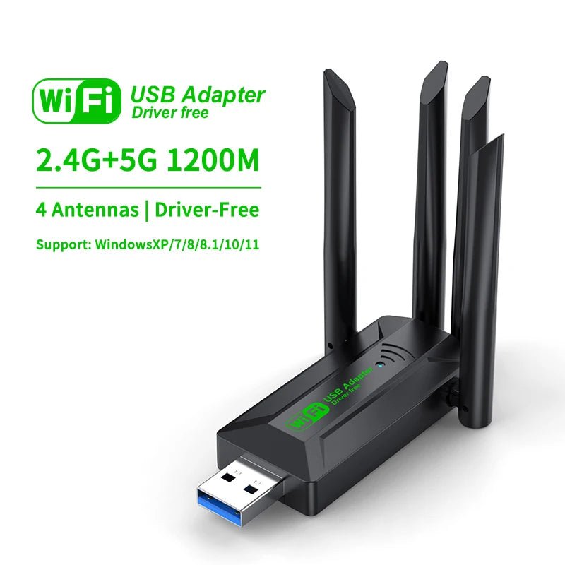 WiFi USB Adapter (2.4Gh/5Ghz) - Connect Your Laptop/PC To WiFi - Gadgetroo